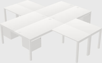 Bureau De Poste De Travail Quadruple Moderne En Forme De L - Blanc