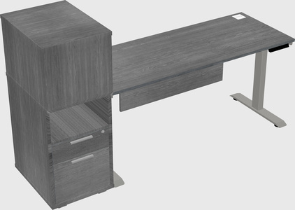 Bureau Rectangulaire Gris à Hauteur Réglable électrique à Double Moteur Avec Armoire Et Panneau De Modestie De Qualité Commerciale