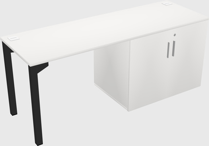 Bureau Rectangulaire Blanc Avec Armoire De Rangement
